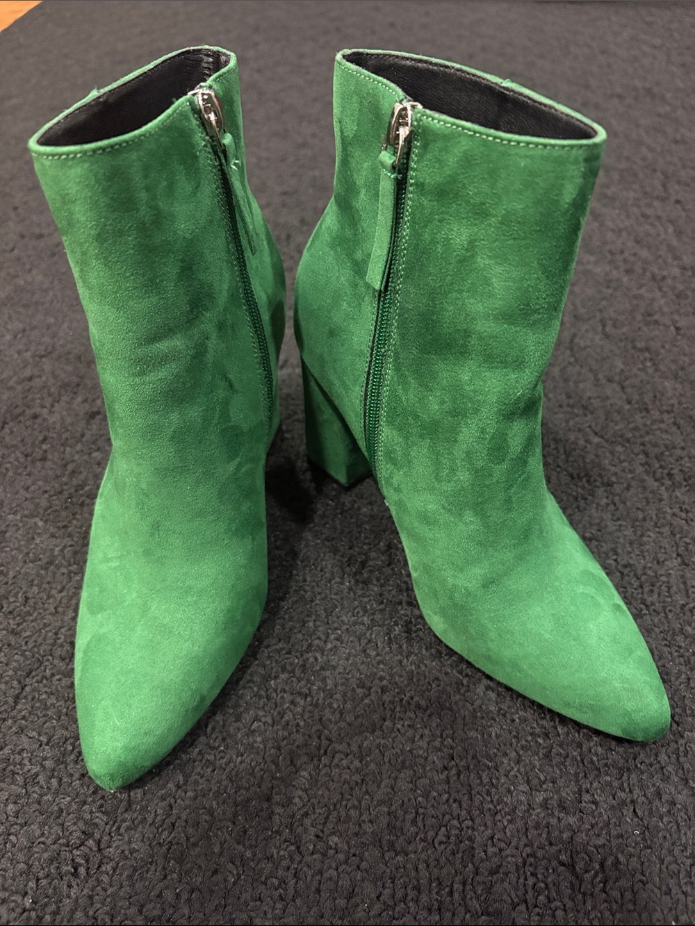 Madden Girl Green Faux Suede Block Heel Ankle Boots